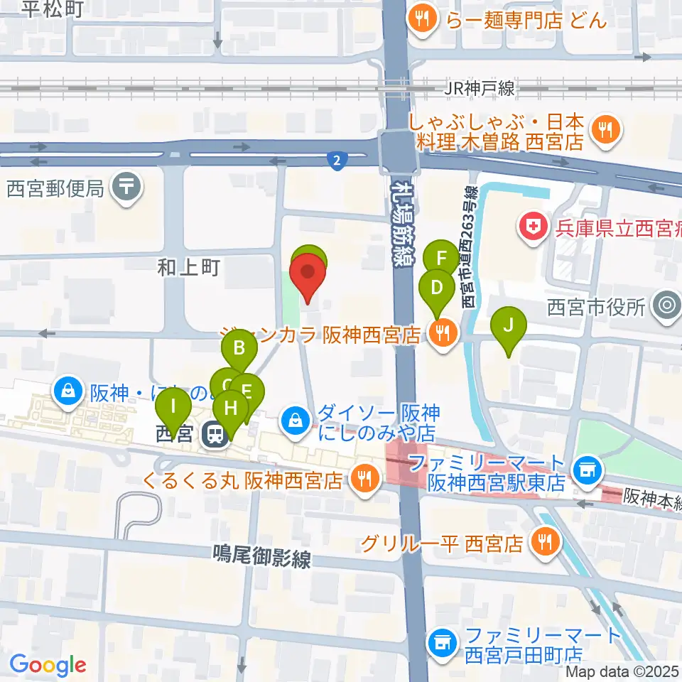 阪神西宮ゴールウェイ周辺のカフェ一覧地図