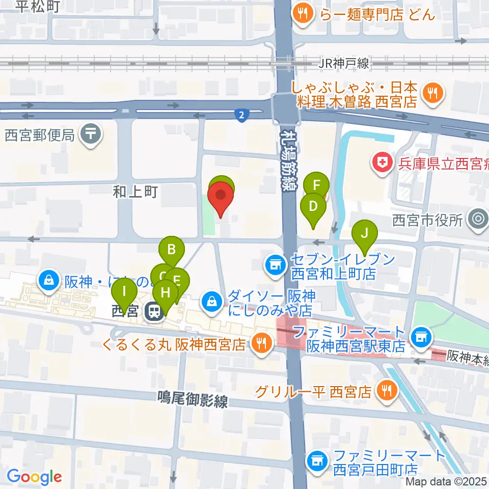 阪神西宮ゴールウェイ周辺のカフェ一覧地図