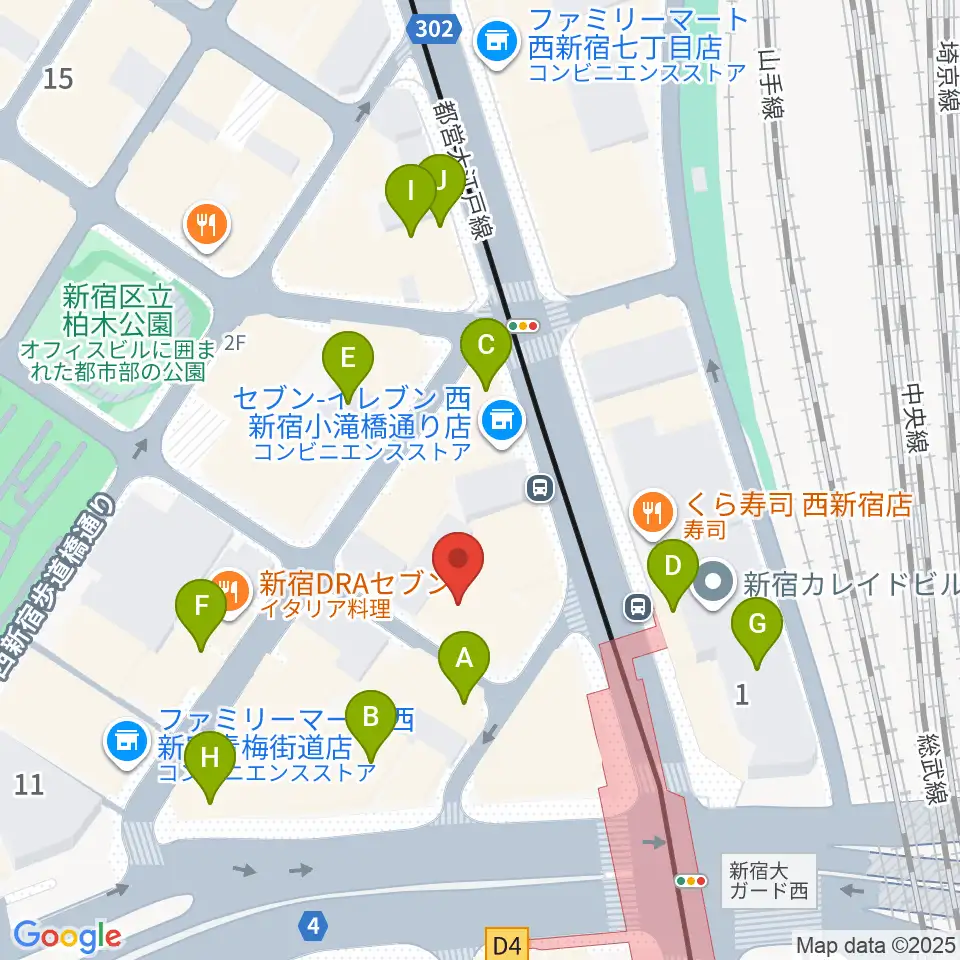 サウンドスタジオノア 新宿店周辺のカフェ一覧地図