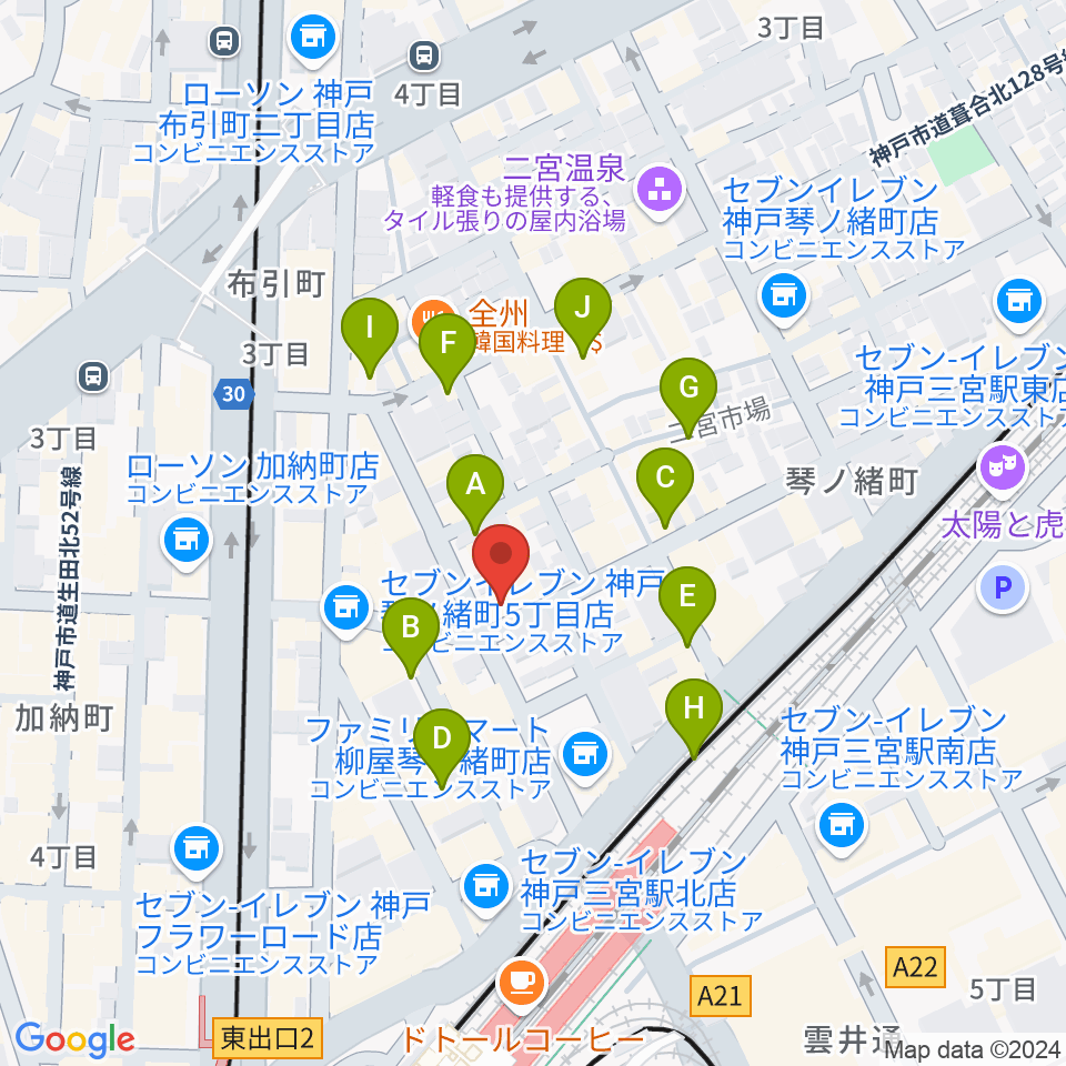 スタジオバップル周辺のカフェ一覧地図