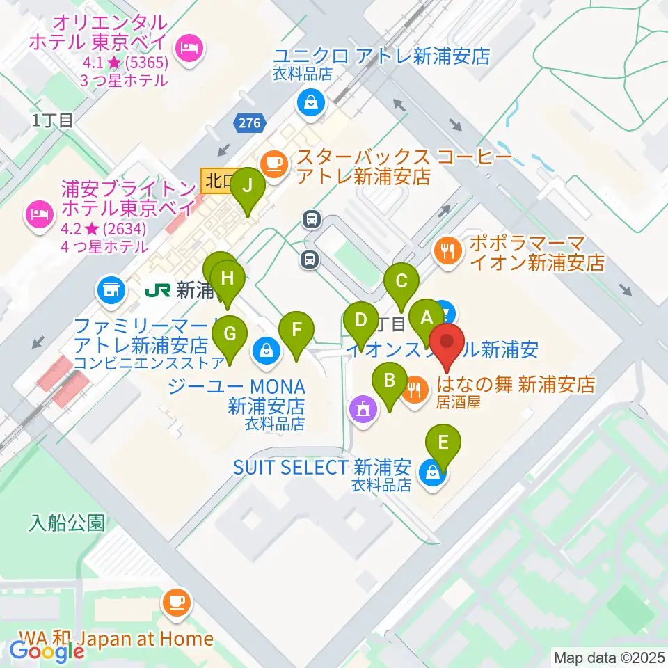 島村楽器 イオン新浦安店周辺のカフェ一覧地図