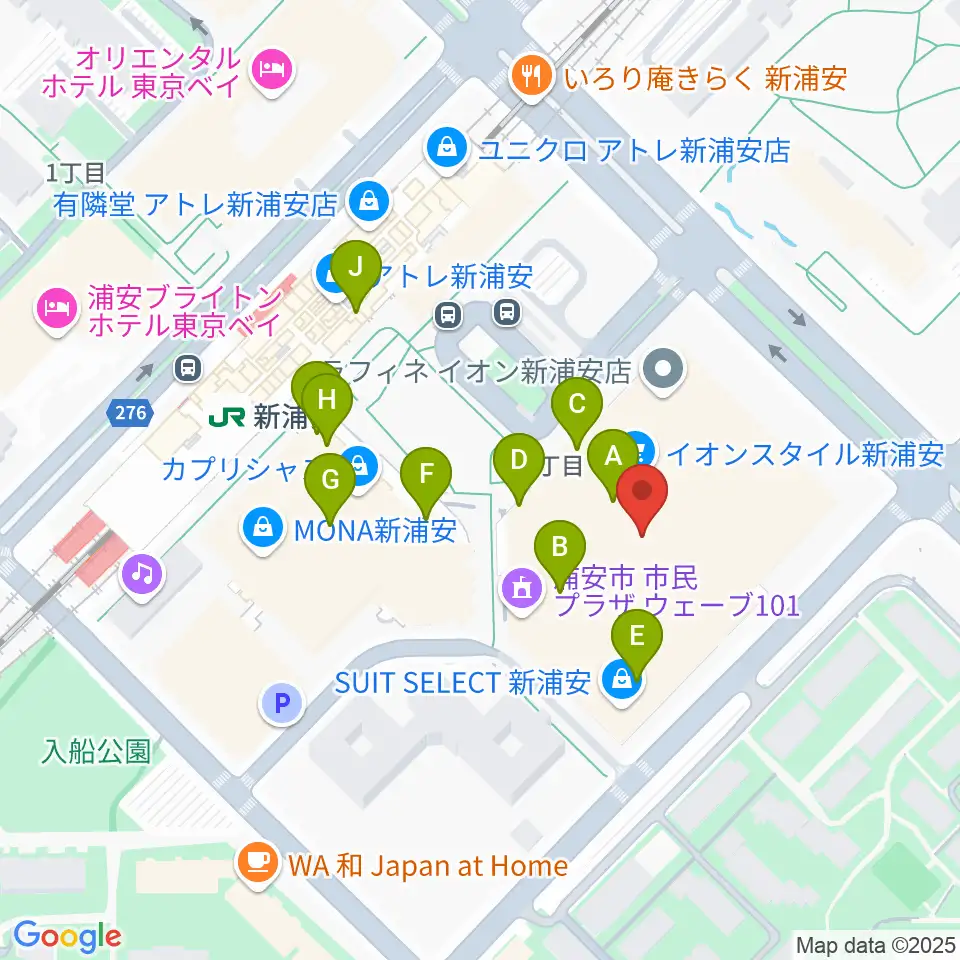 島村楽器 イオン新浦安店周辺のカフェ一覧地図