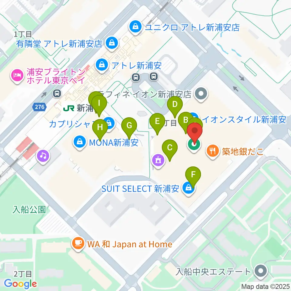 島村楽器 イオン新浦安店周辺のカフェ一覧地図