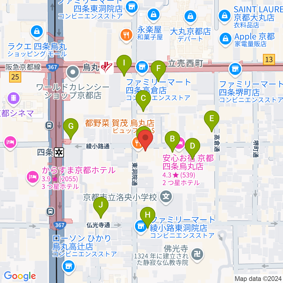 今井音楽スタジオ周辺のカフェ一覧地図