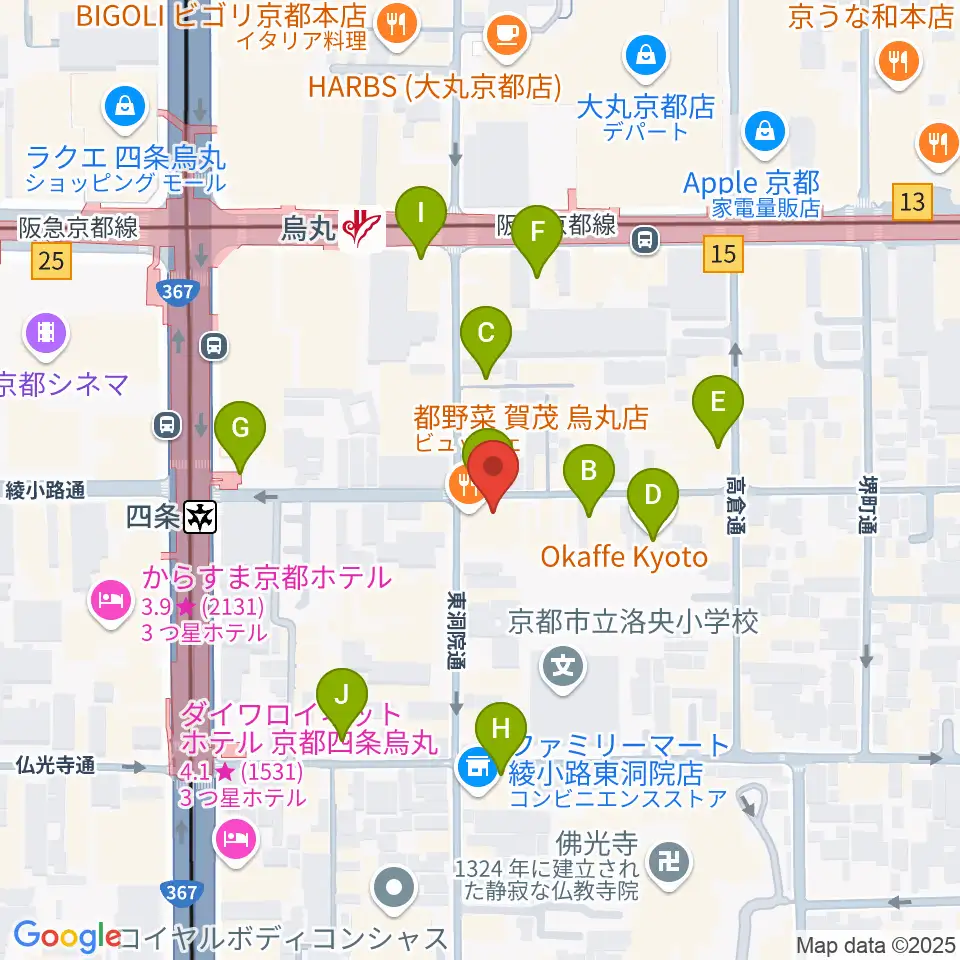 今井音楽スタジオ周辺のカフェ一覧地図