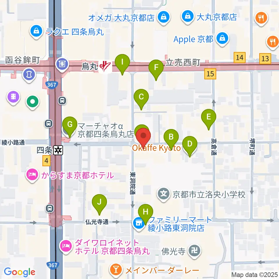 今井音楽スタジオ周辺のカフェ一覧地図