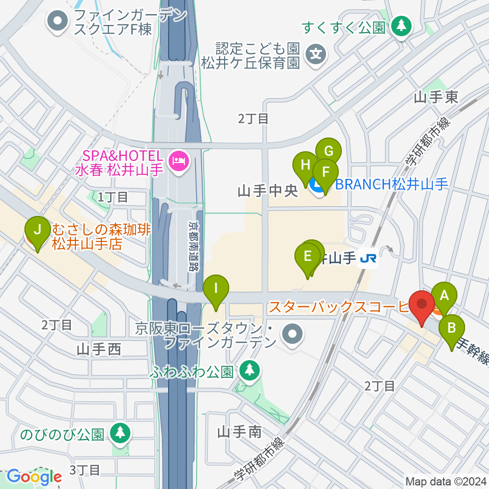 天理楽器 京田辺店周辺のカフェ一覧地図