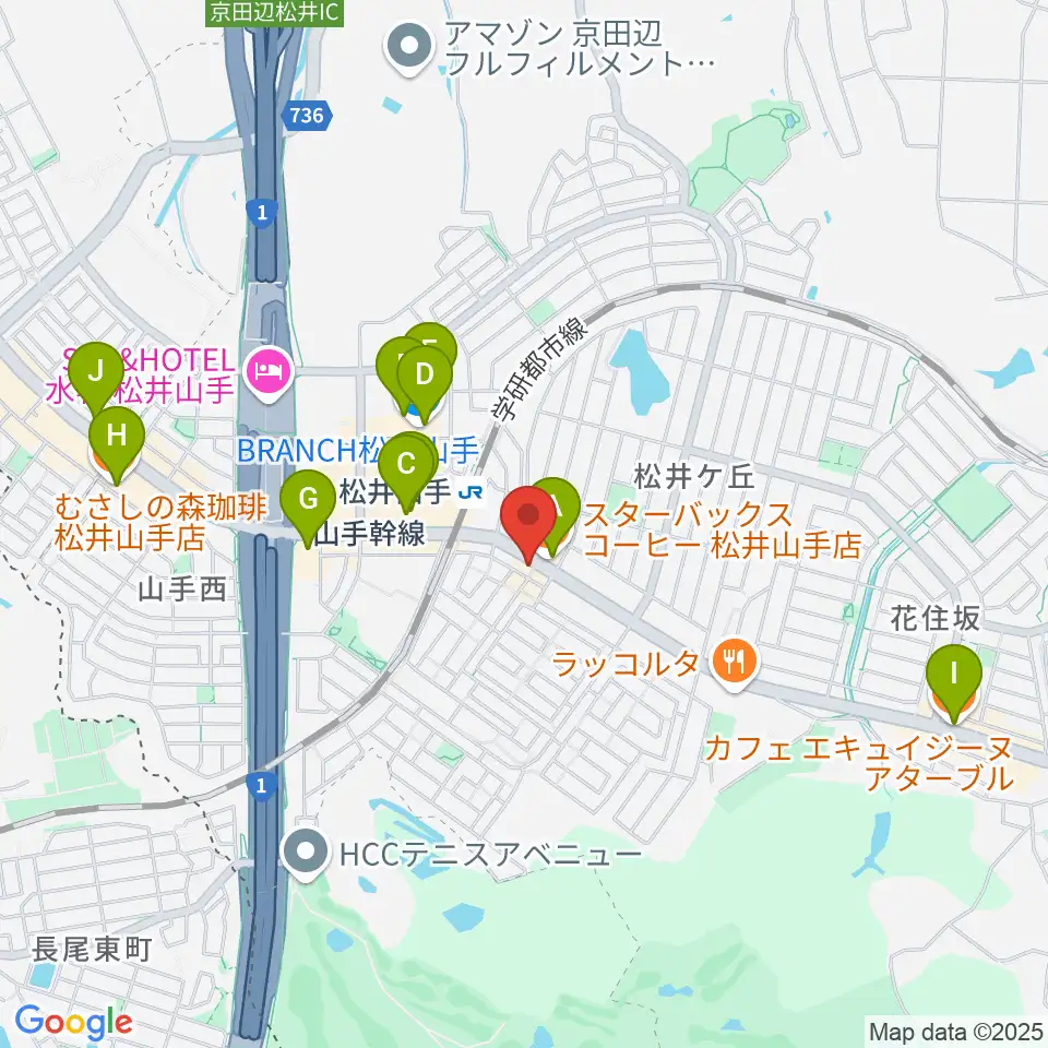 天理楽器 京田辺店周辺のカフェ一覧地図