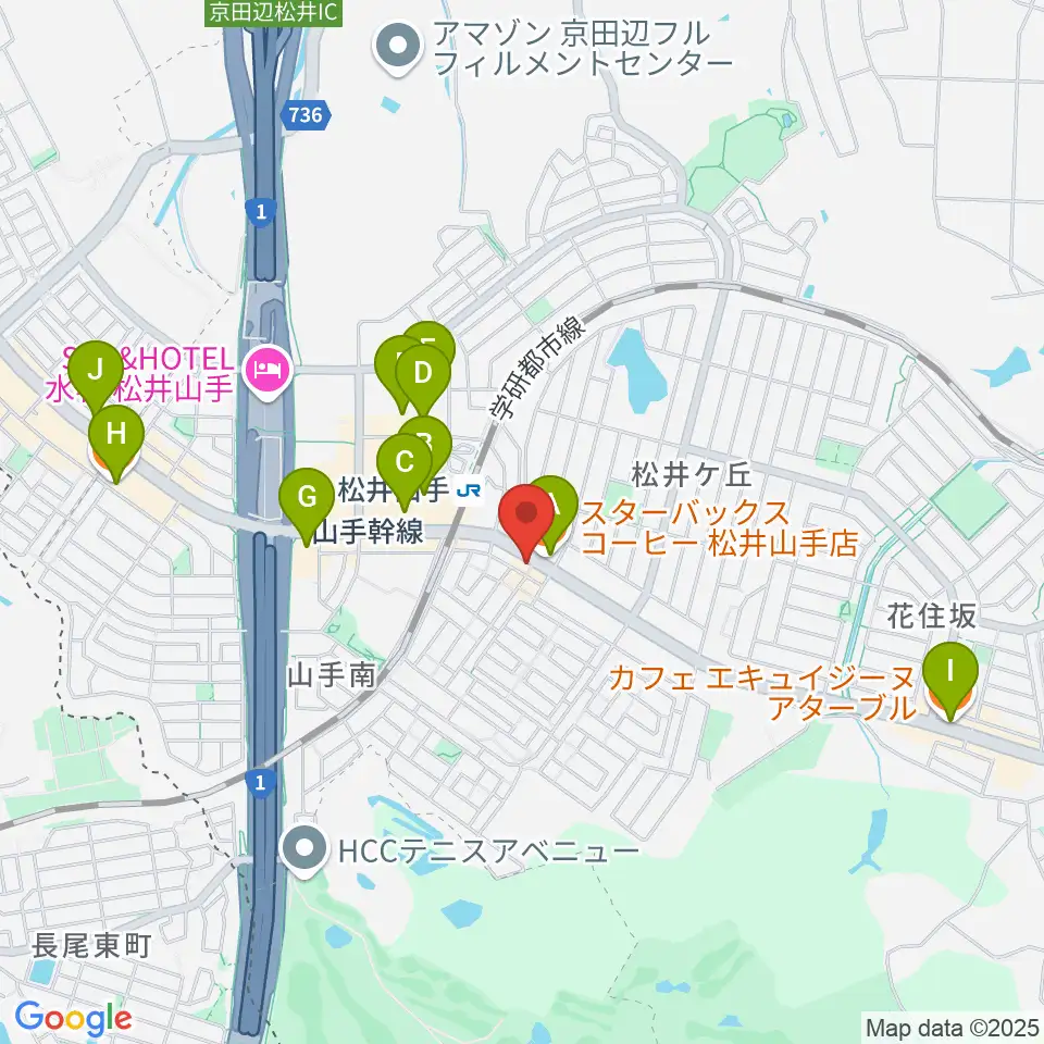 天理楽器 京田辺店周辺のカフェ一覧地図