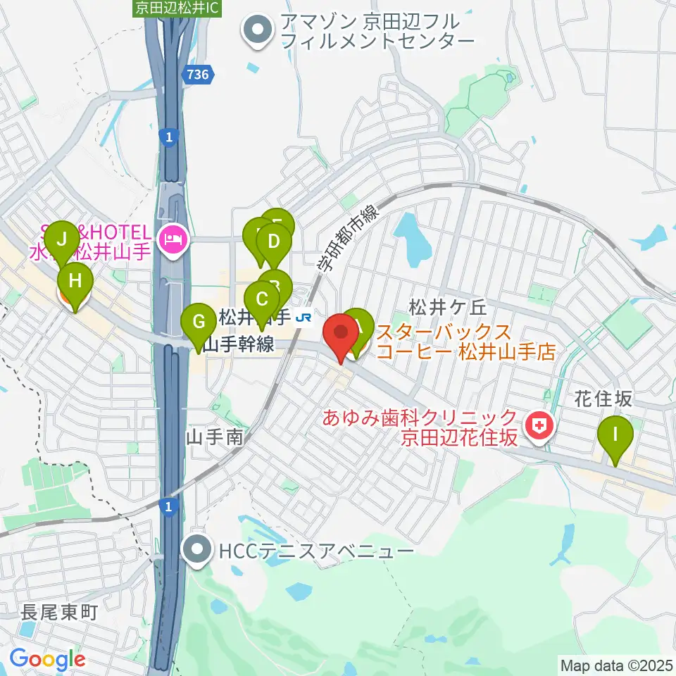 天理楽器 京田辺店周辺のカフェ一覧地図