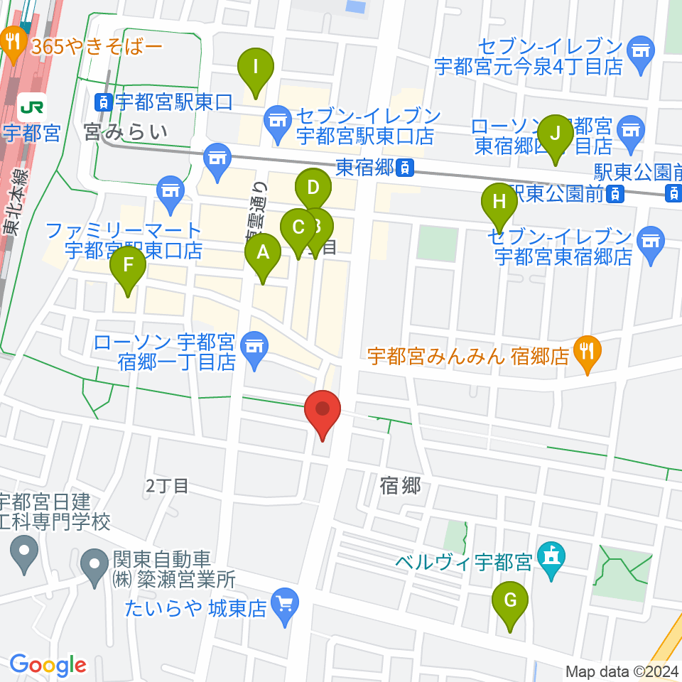 宇都宮センター ヤマハミュージック周辺のカフェ一覧地図