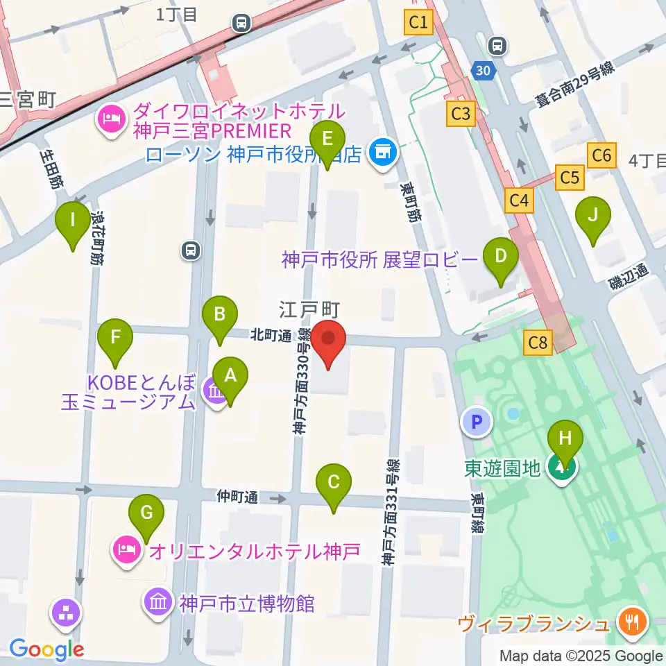100BANホール&スタジオ周辺のカフェ一覧地図