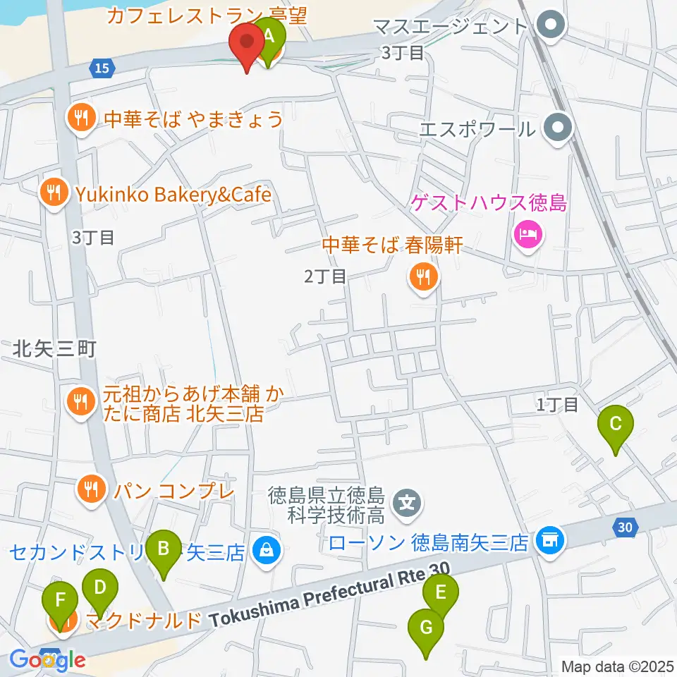 徳島J-POPS STUDIO周辺のカフェ一覧地図