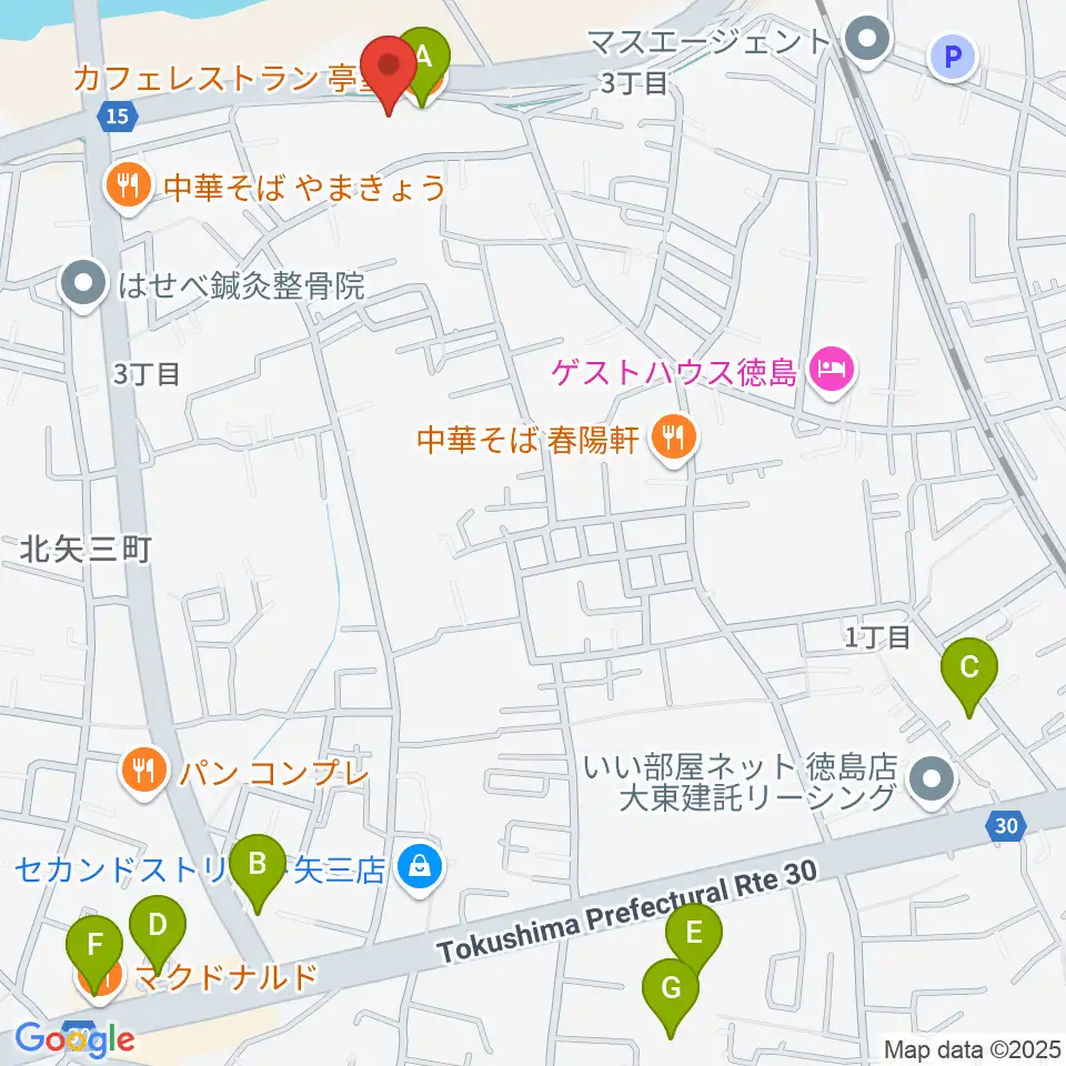 徳島J-POPS STUDIO周辺のカフェ一覧地図