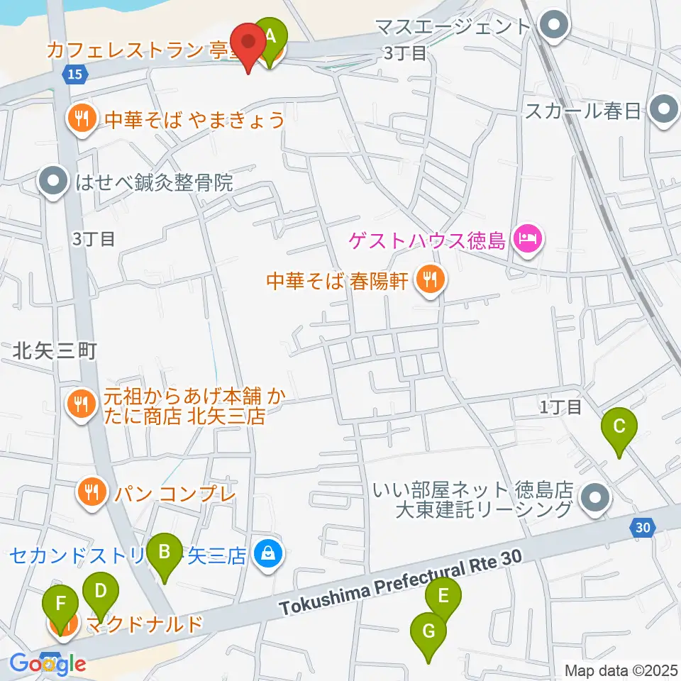 徳島J-POPS STUDIO周辺のカフェ一覧地図