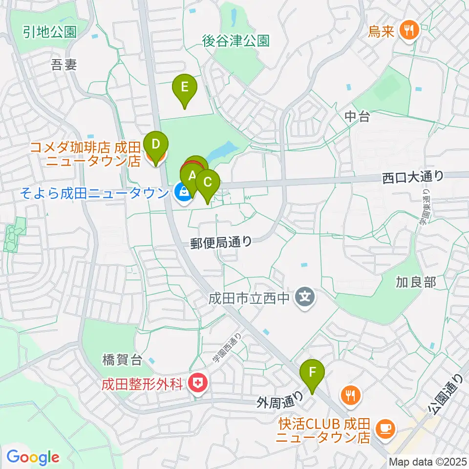 島村楽器 成田ボンベルタ店周辺のカフェ一覧地図