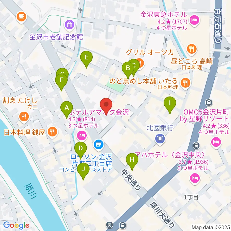 金沢GOLD CREEK周辺のカフェ一覧地図