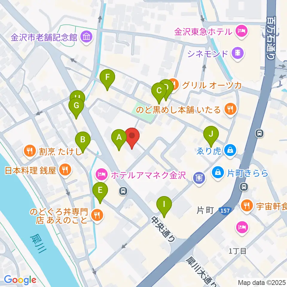 金沢GOLD CREEK周辺のカフェ一覧地図