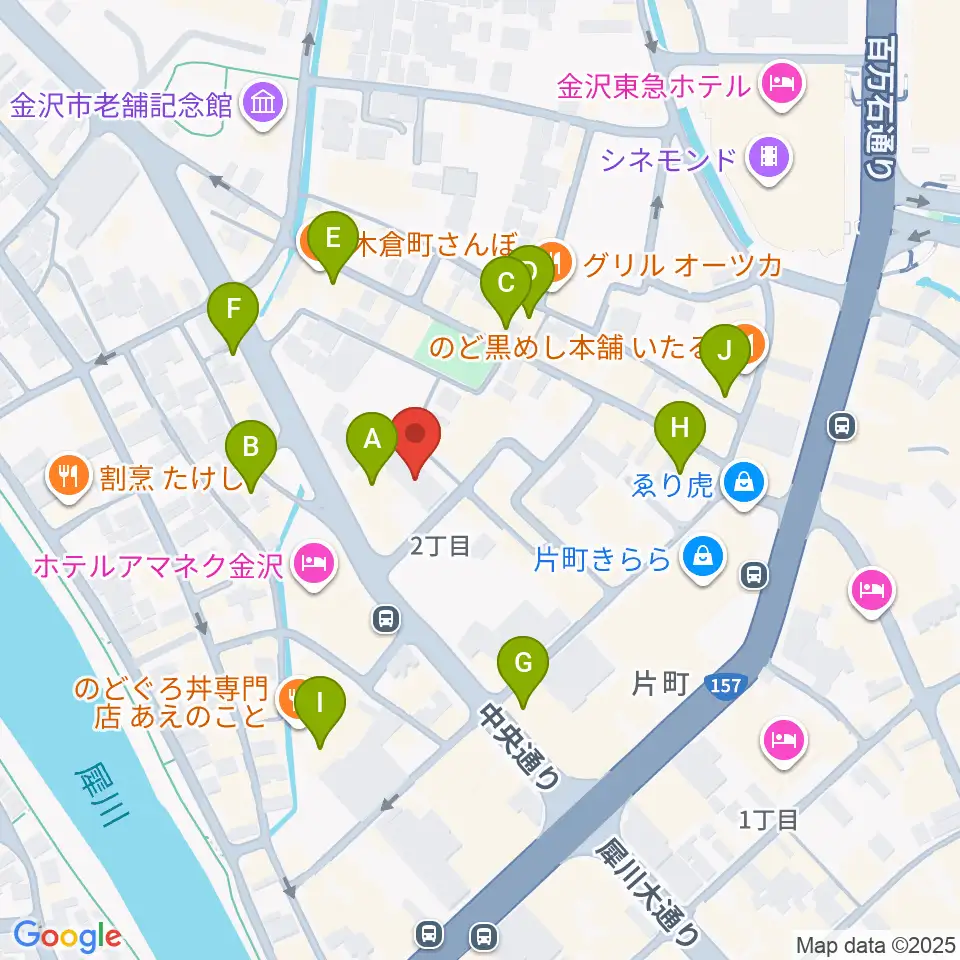 金沢GOLD CREEK周辺のカフェ一覧地図