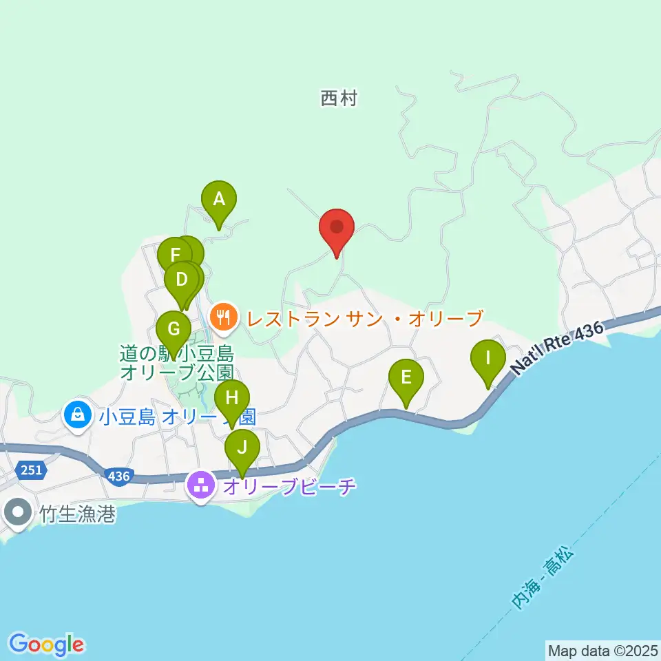 小豆島ペンション バァンキャトル・ウ周辺のカフェ一覧地図