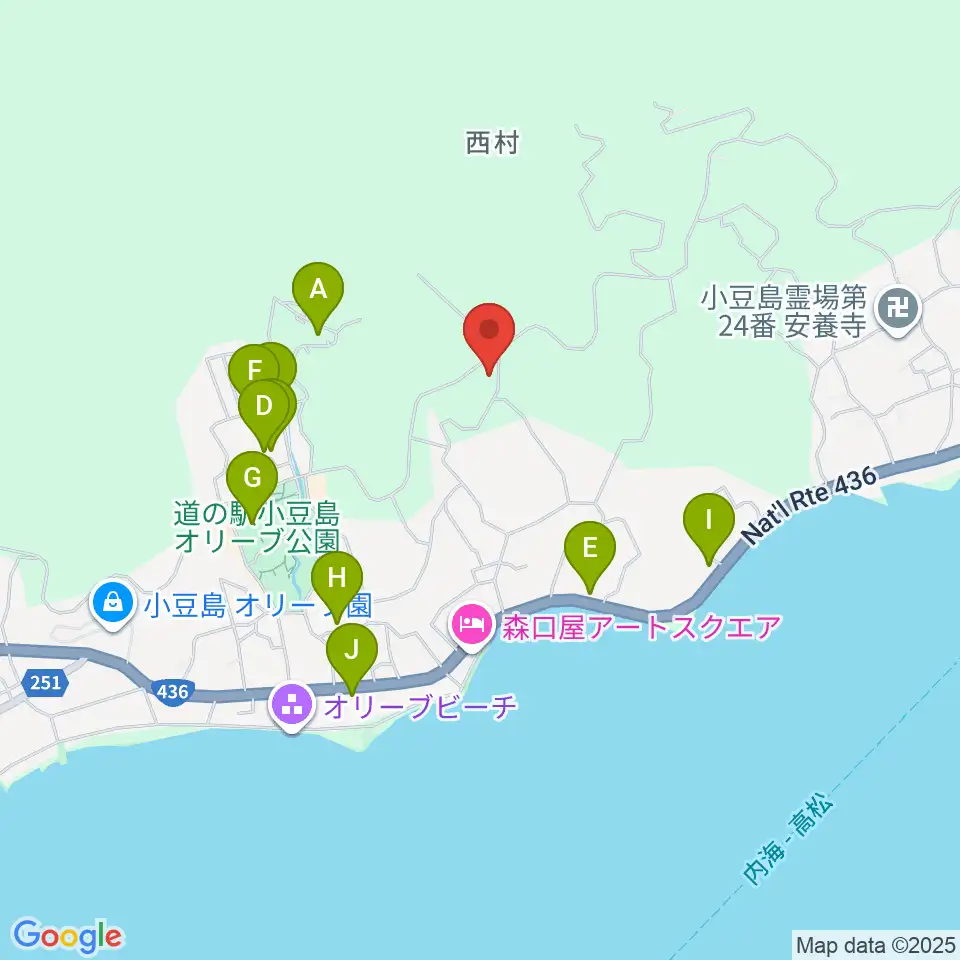 小豆島ペンション バァンキャトル・ウ周辺のカフェ一覧地図