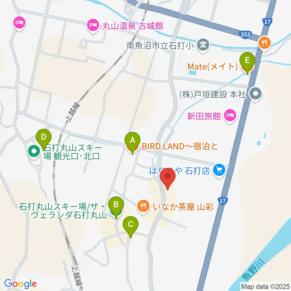 石打ワンダースリー周辺のカフェ一覧地図