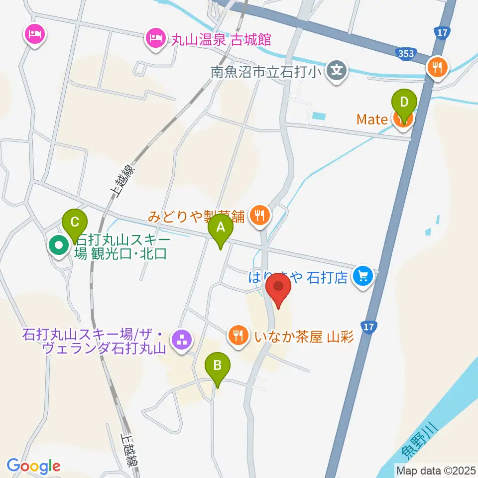 石打ワンダースリー周辺のカフェ一覧地図