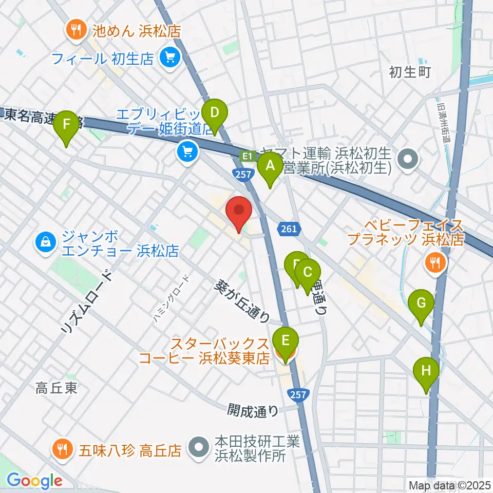 アオイ楽器店 葵町センター周辺のカフェ一覧地図