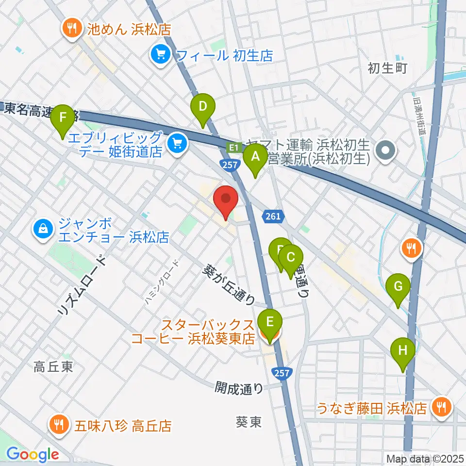 アオイ楽器店 葵町センター周辺のカフェ一覧地図