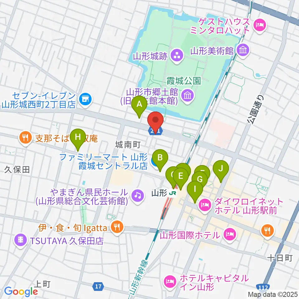 カワイ山形ショップ周辺のカフェ一覧地図