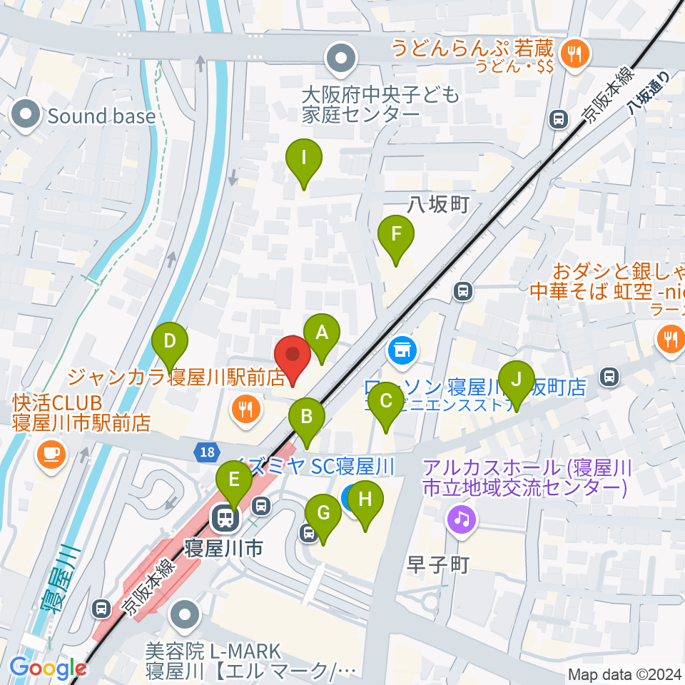 大東楽器 寝屋川店周辺のカフェ一覧地図