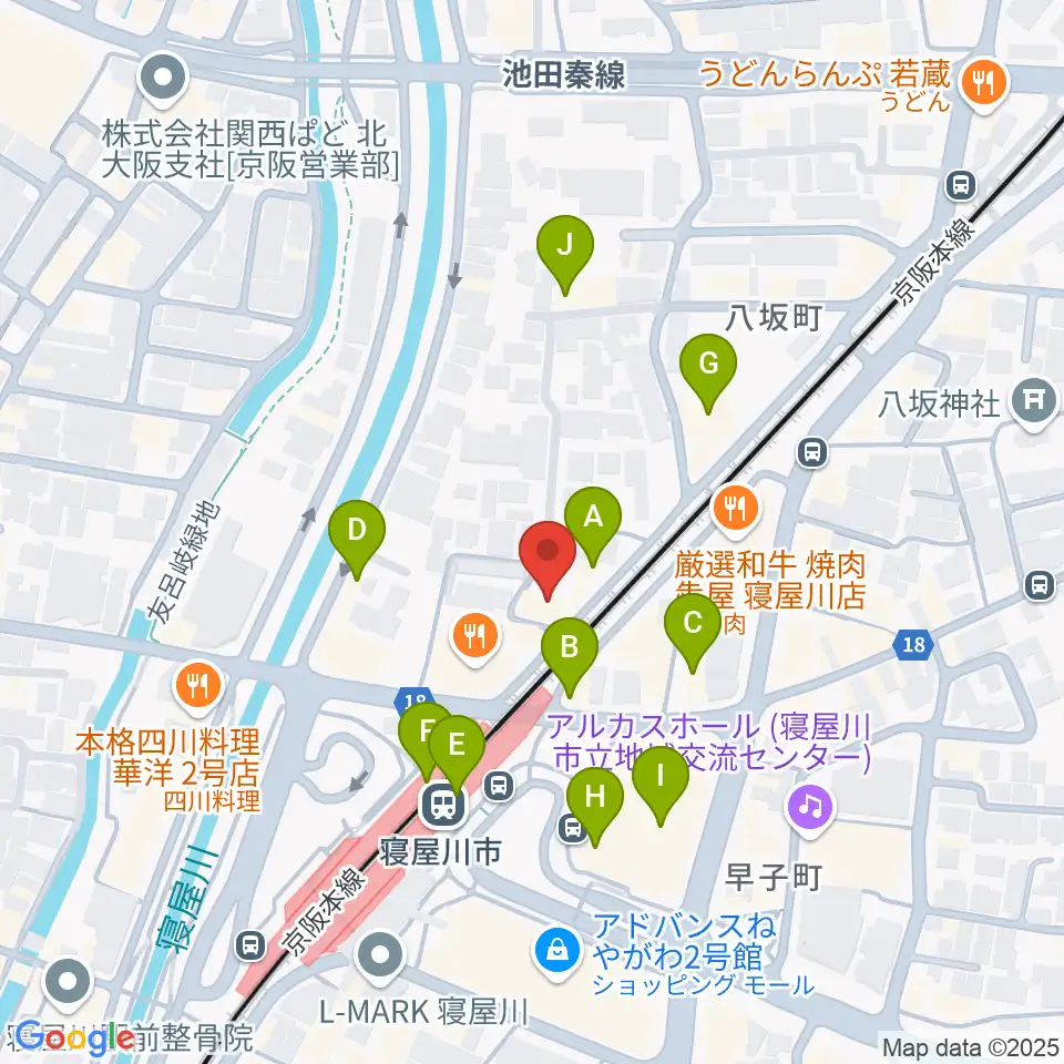 大東楽器 寝屋川店周辺のカフェ一覧地図
