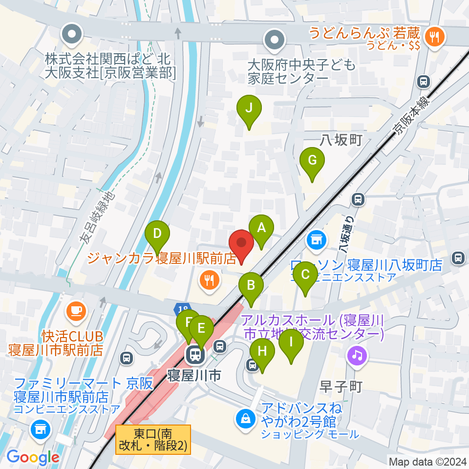 大東楽器 寝屋川店周辺のカフェ一覧地図