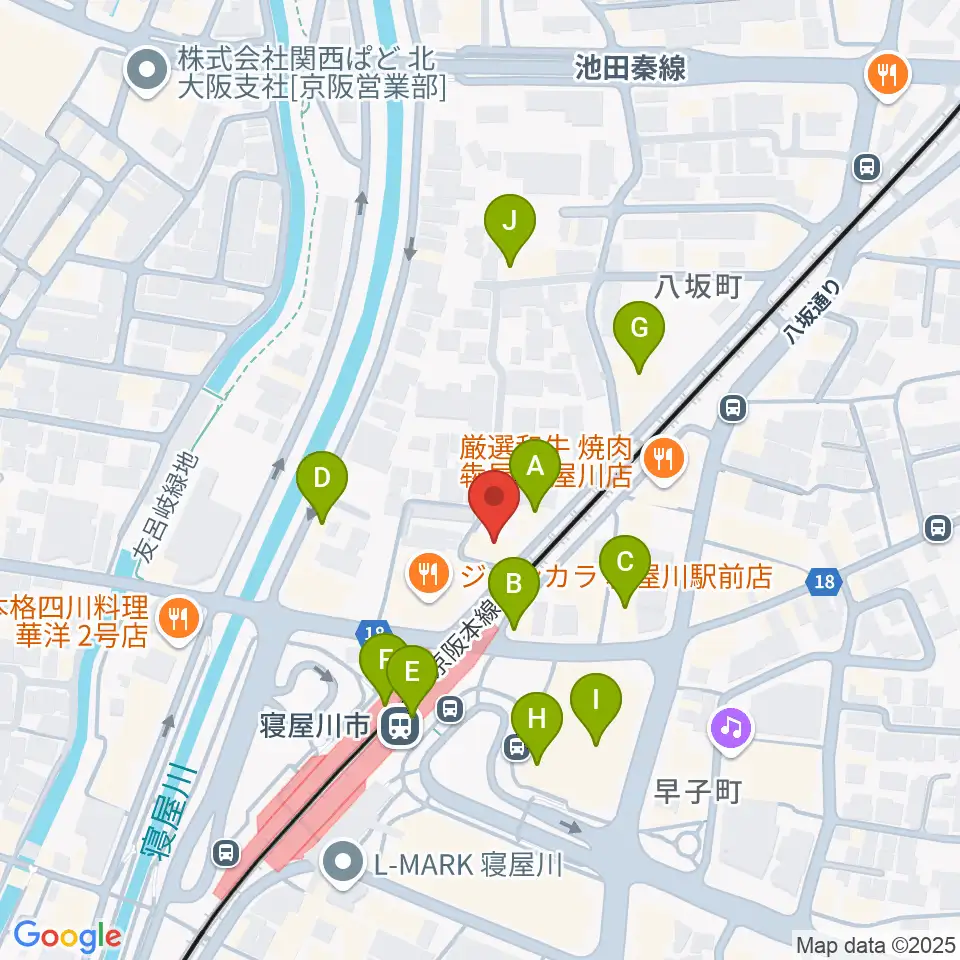 大東楽器 寝屋川店周辺のカフェ一覧地図