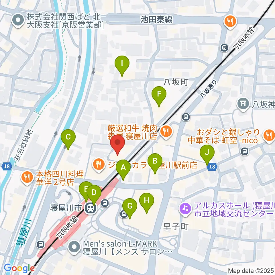 大東楽器 寝屋川店周辺のカフェ一覧地図