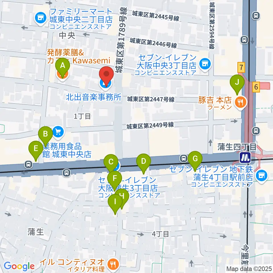 北出音楽事務所 KITADEホール周辺のカフェ一覧地図