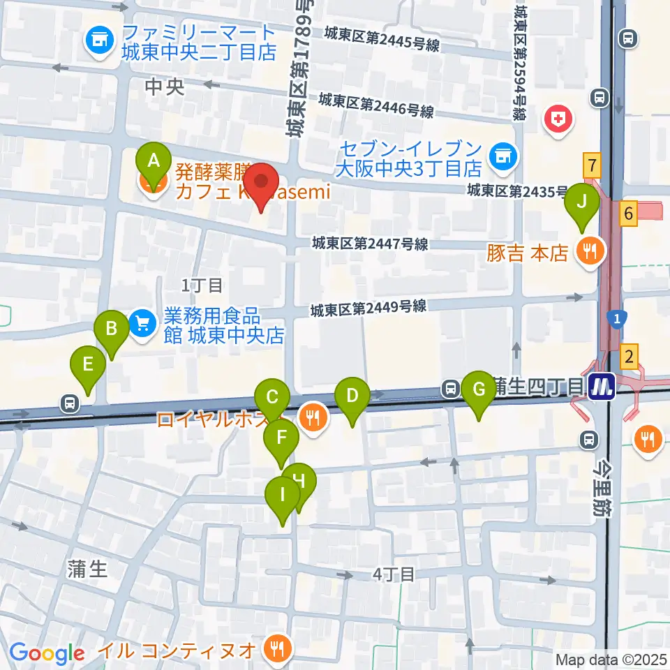 北出音楽事務所 KITADEホール周辺のカフェ一覧地図
