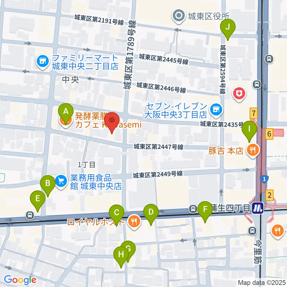 北出音楽事務所 KITADEホール周辺のカフェ一覧地図