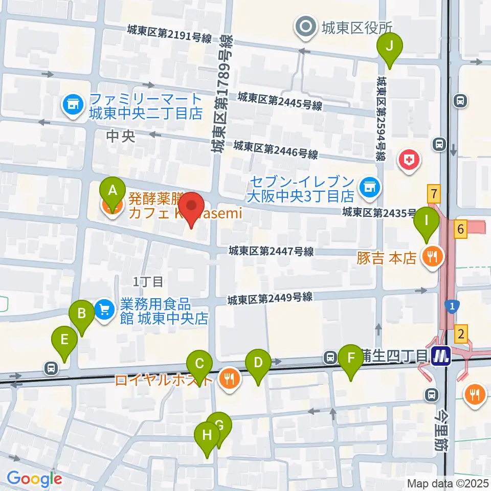 北出音楽事務所 KITADEホール周辺のカフェ一覧地図