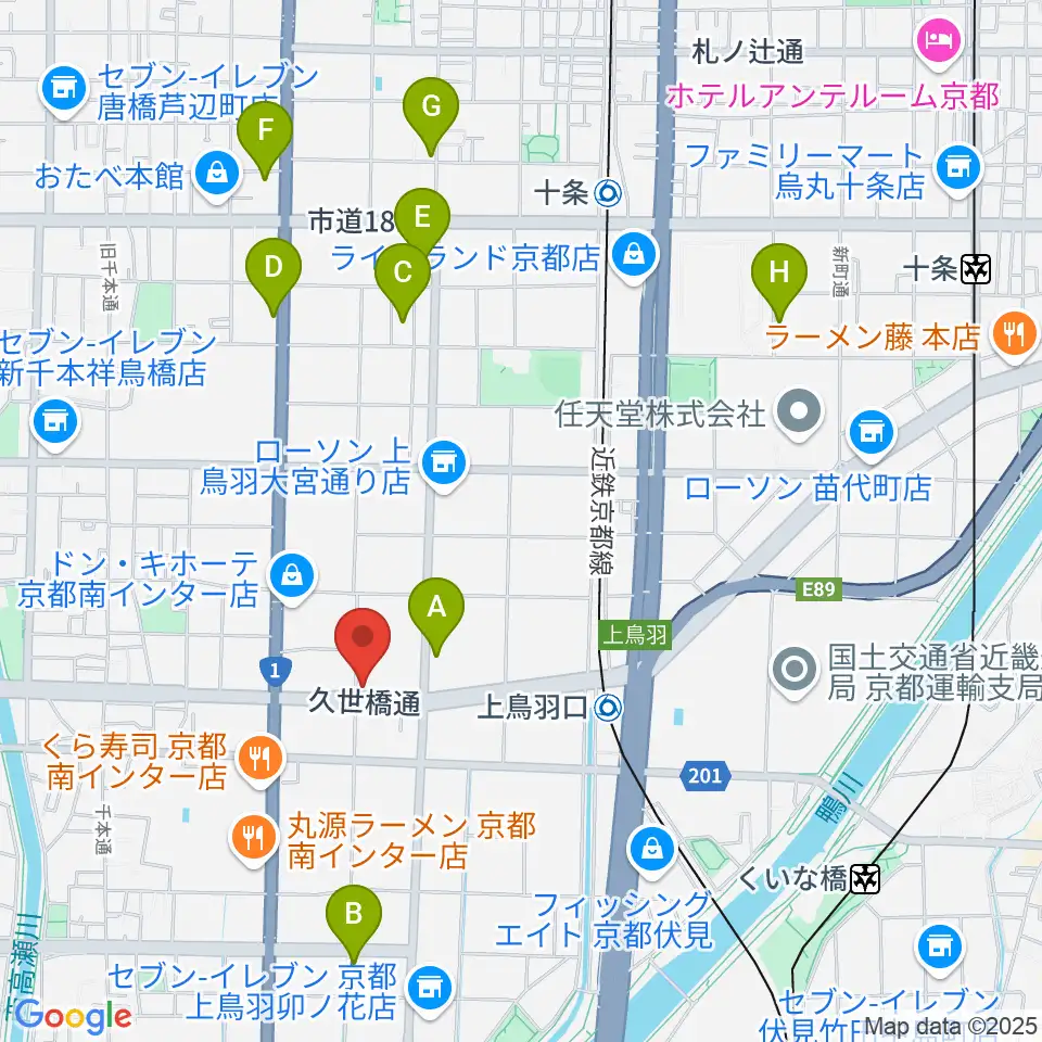 カワイ京都ショップ周辺のカフェ一覧地図