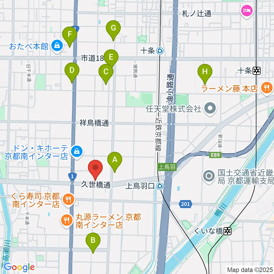 カワイ京都ショップ周辺のカフェ一覧地図