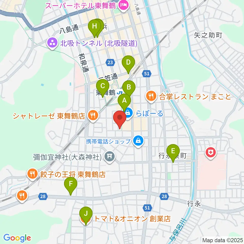 カワイ舞鶴ショップ周辺のカフェ一覧地図
