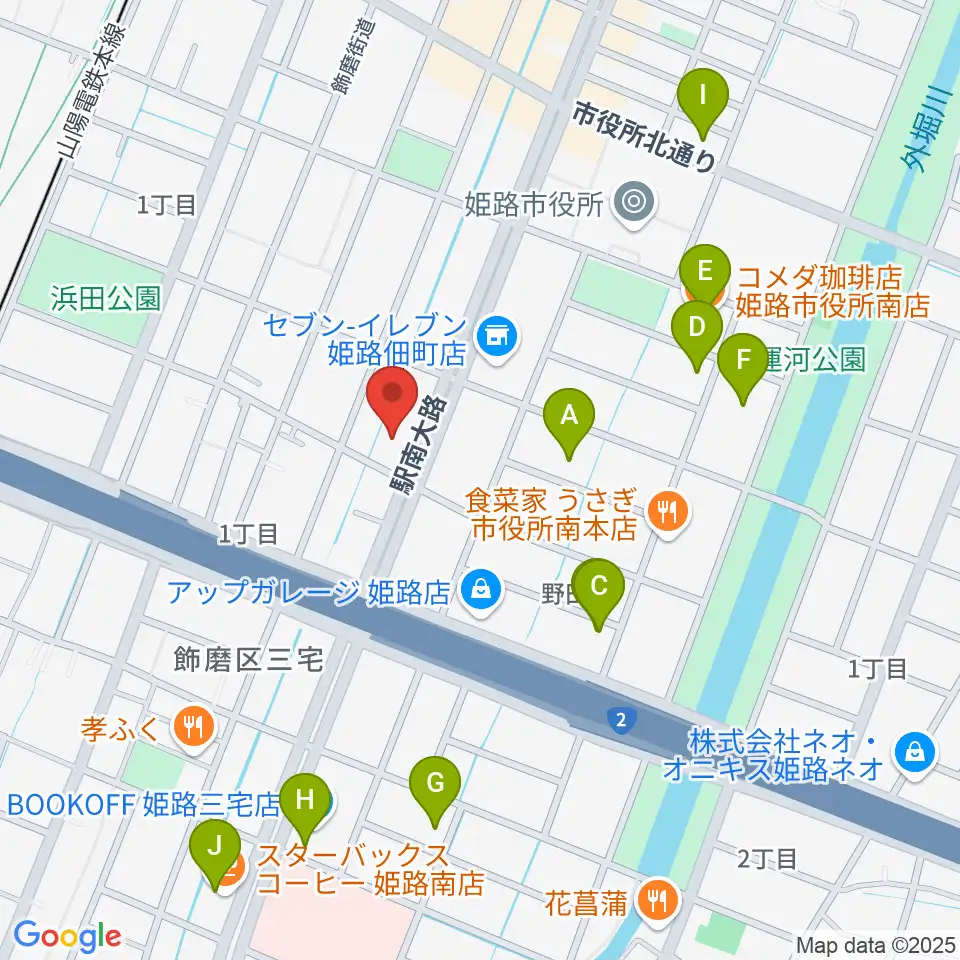 カワイ姫路ショップ周辺のカフェ一覧地図