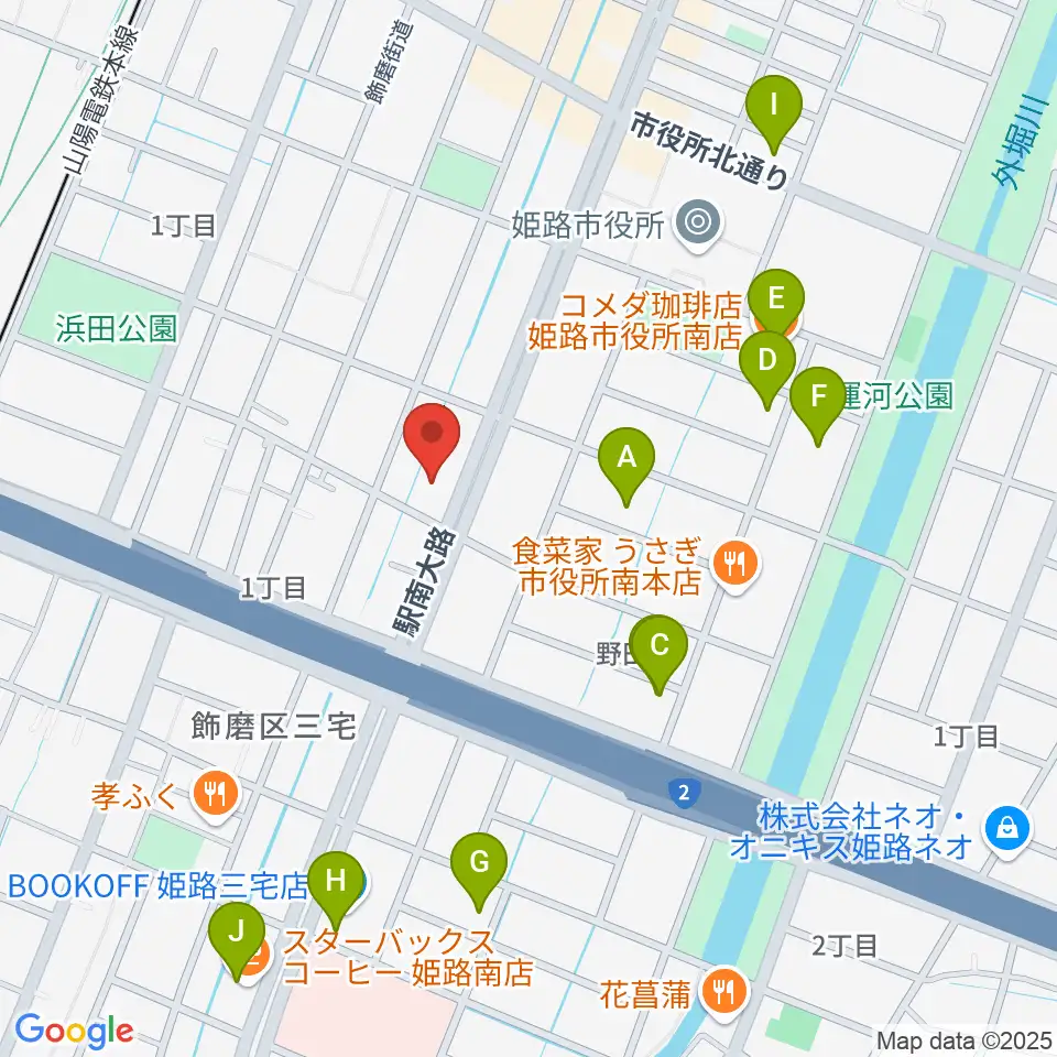 カワイ姫路ショップ周辺のカフェ一覧地図