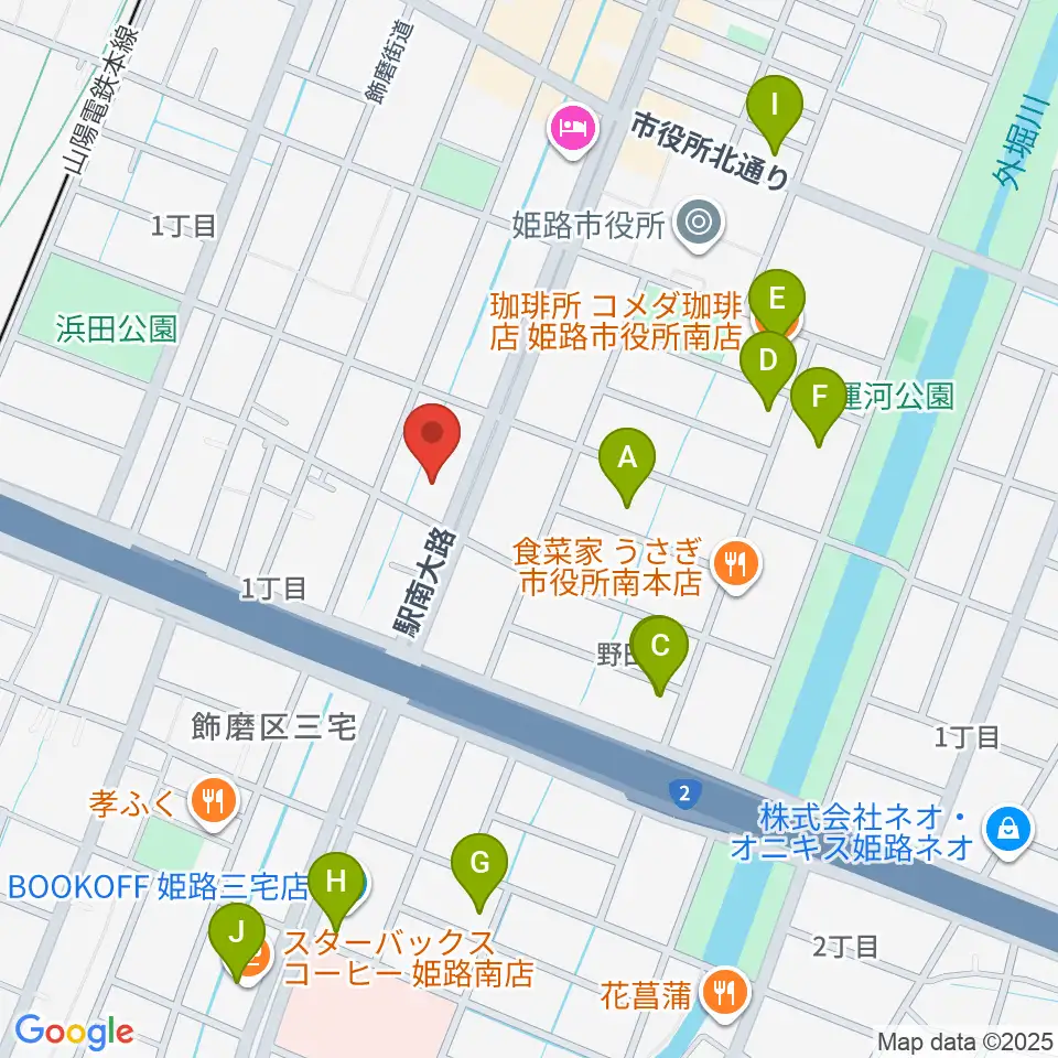 カワイ姫路ショップ周辺のカフェ一覧地図