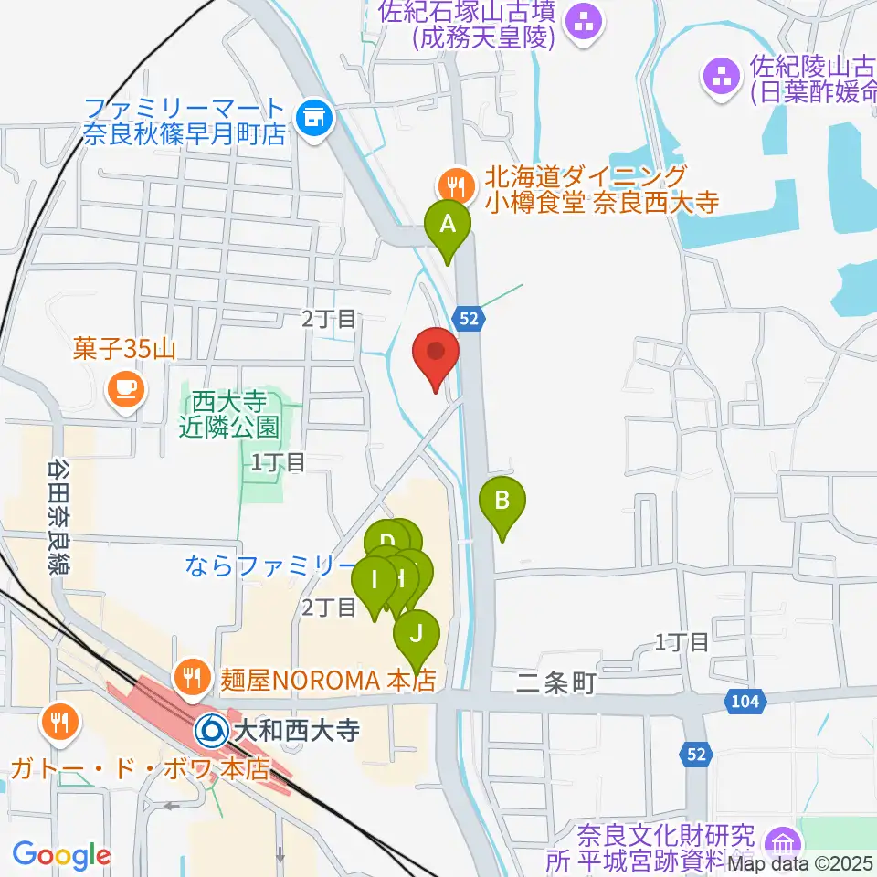 カワイ奈良ショップ周辺のカフェ一覧地図