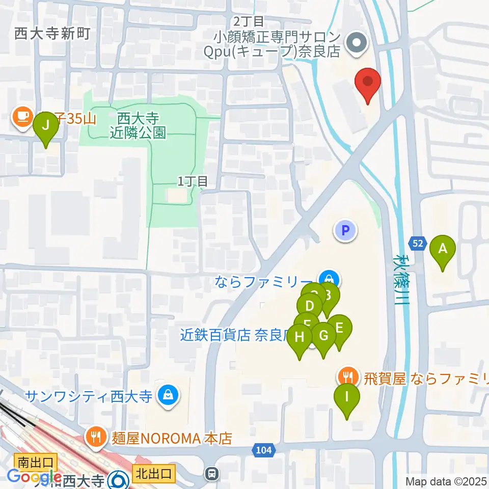 カワイ奈良ショップ周辺のカフェ一覧地図