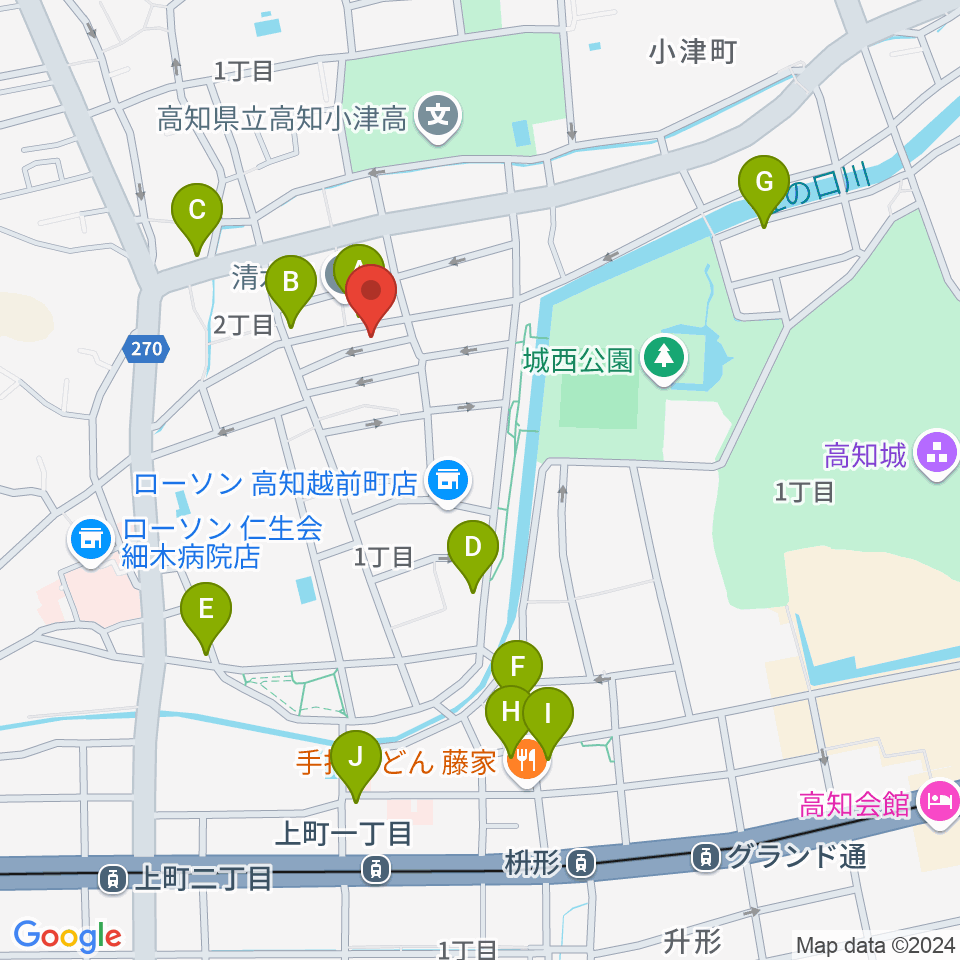 南四国音楽教室周辺のカフェ一覧地図