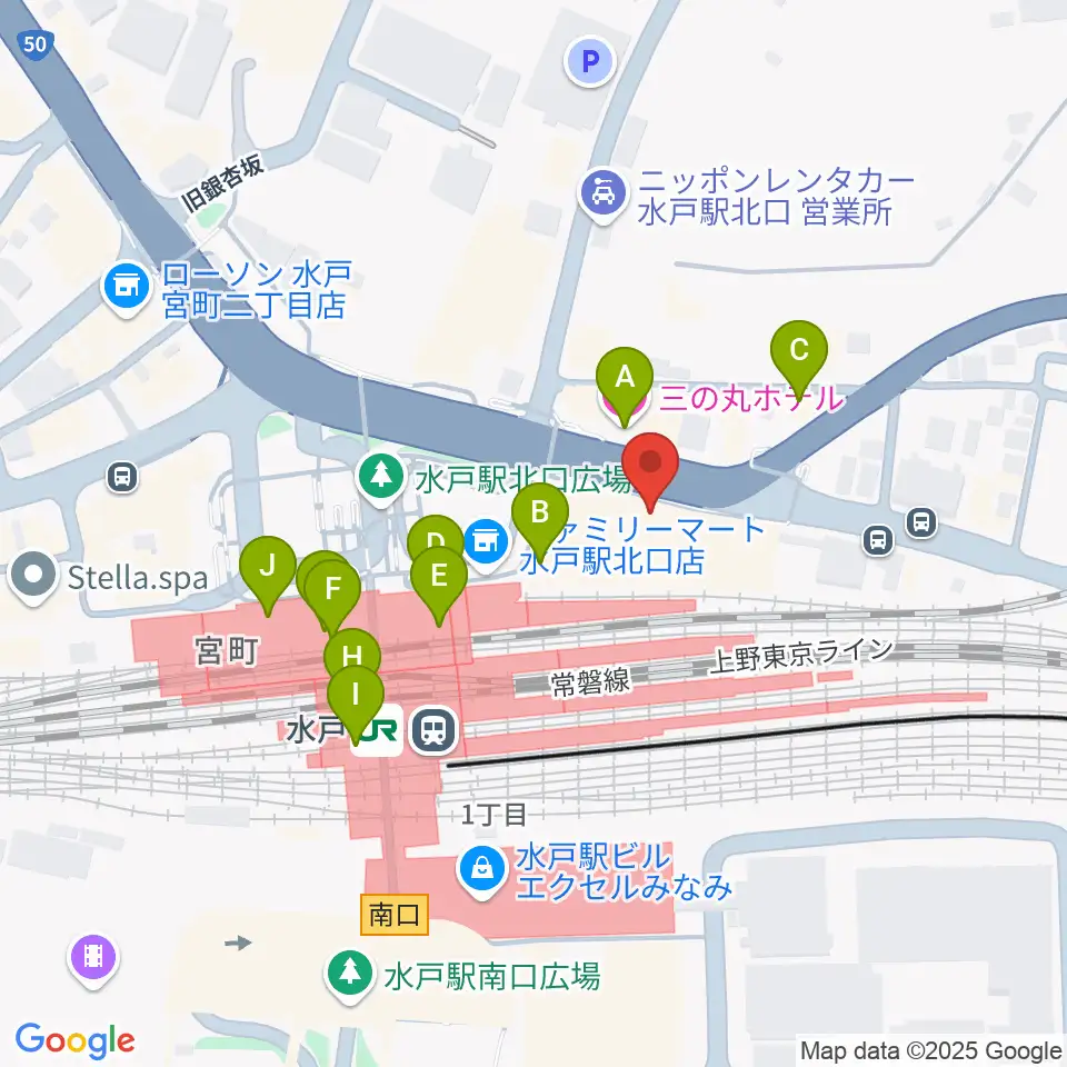 島村楽器 水戸マイム店周辺のカフェ一覧地図