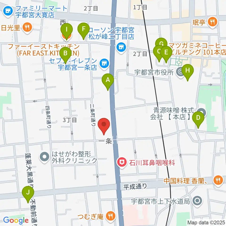 アンザイピアノテクニカル・エマ音楽院周辺のカフェ一覧地図